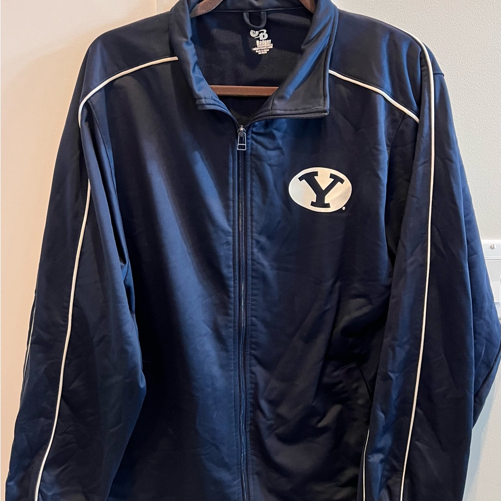 Byu Brigham Young University Athletic Zip Up Navy Jacket Mens Medium